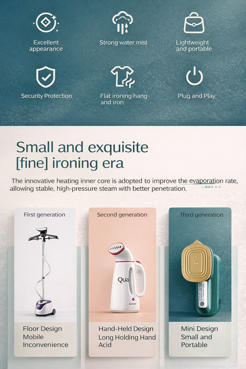 Portable Iron Travel Steamer for Clothes Mini Handheld Press Support Dry And Wet Ironing Small Size Irons Suitable for Outing & Home